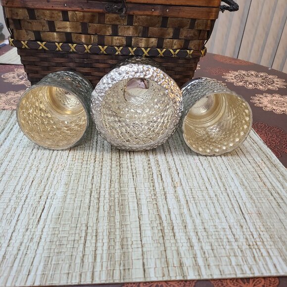 Trio of Metallic Glass Candle Holders Small Size Metallic Colors NEW - Picture 9 of 9